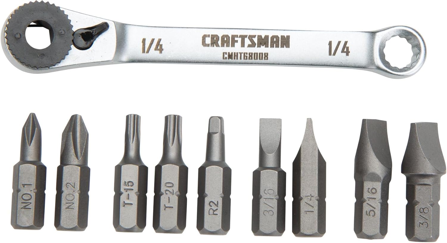 CRAFTSMAN 10-Piece Ratcheting Offset Screwdriver Multi-Bit Set 1 CRAFTSMAN Screwdriver Set, Ratcheting Offset, Multi-Bit, 10 Piece (CMHT68008)
