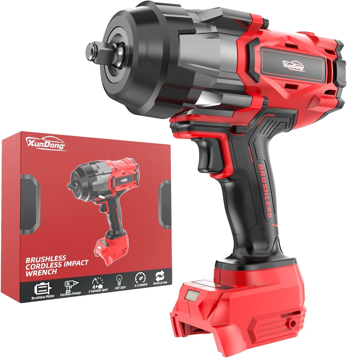 Milwaukee 18V Cordless Impact Wrench 1/2" 1600 Ft-Lbs Brushless 1 Cordless Impact Wrench 1/2" for Milwaukee 18V Battery, 1600Ft-lbs(2200N.m) High Torque Impact Gun Heavy Duty, Brushless Electric Power Impact Driver with 4 Speed Modes & LED Work Light (No battery)