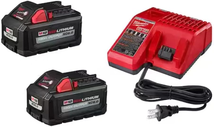 Milwaukee M18 18V 6.0Ah High Output Battery Starter Kit with Charger 1 Milwaukee M18 18-Volt Lithium-Ion High Output Starter Kit with Two 6.0 Ah Battery and Charger (48-59-1862S)