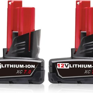 VANON 7.0Ah 12V Batteries Replacement for Milwaukee M-12 Battery Lithium Ion Compatible with Milwaukee 12 Volt 48-11-2401 48-11-2402 48-11-2460 48-59-2401 Cordless Power Tools 2Pack