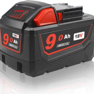 18V 9.0Ah Replacement for Milwaukee 18V Cordless Power Tool, High Capacity 9000mAh Battery with Overload & Discharge Protection for Extended Runtime（Not Made in Milwaukee）