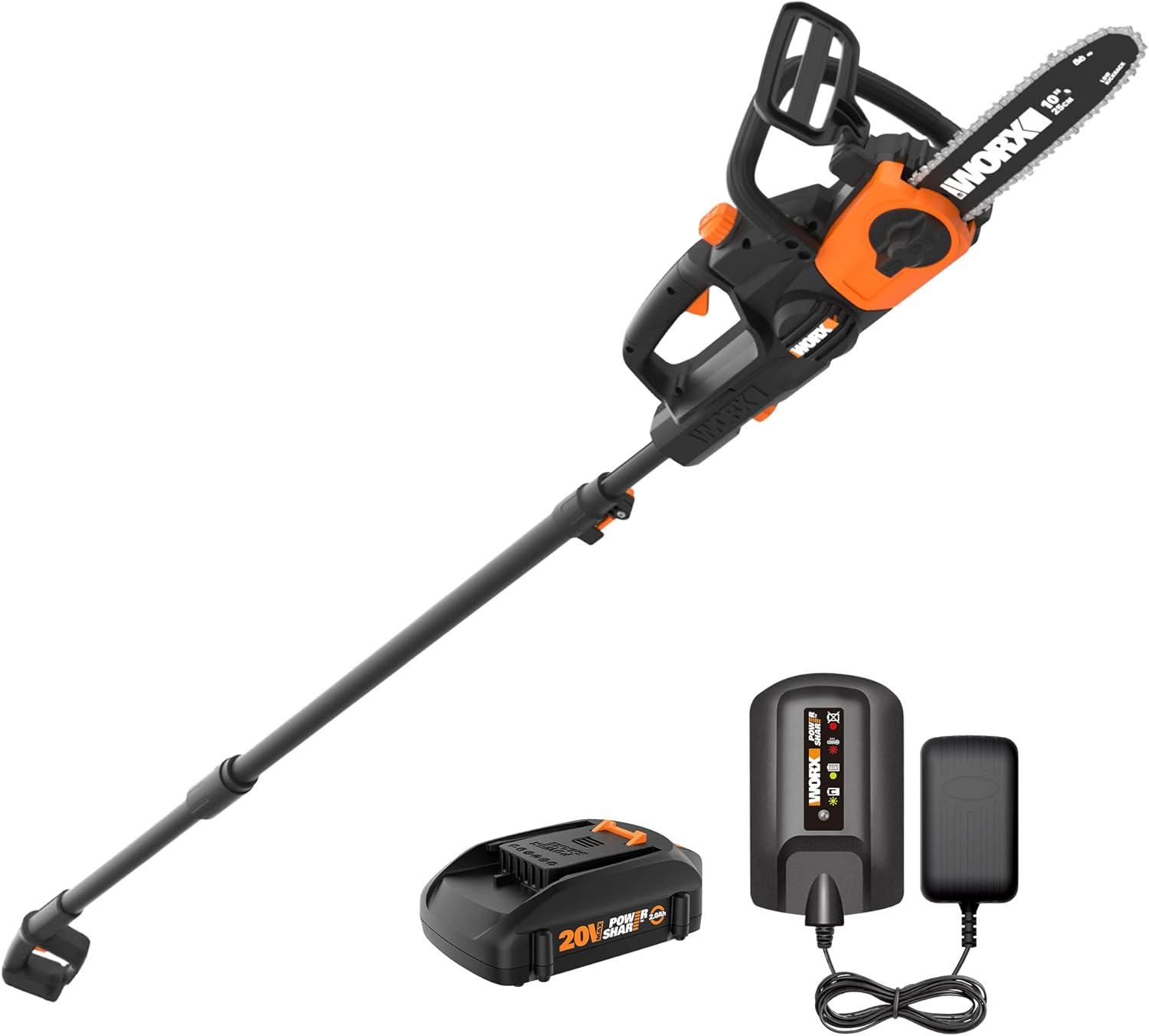 Why We Love the Worx WG323 20V Cordless Pole Saw for Trimming