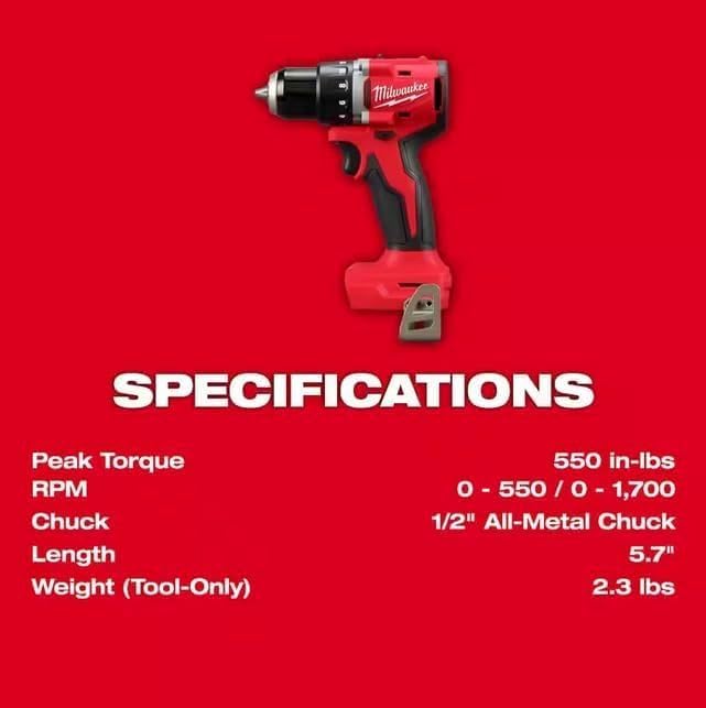 Milwaukee M18 18V Brushless Cordless 1/2" Drill Driver Tool Only 4 Milwaukee M18 18V Brushless Cordless 1/2" Drill Driver Tool Only - Image 4