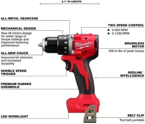 Milwaukee M18 18V Brushless Cordless 1/2" Drill Driver Tool Only 3 Milwaukee M18 18V Brushless Cordless 1/2" Drill Driver Tool Only - Image 3