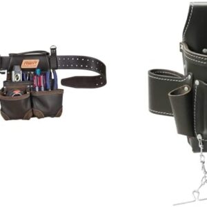 AWP TrapJaw Oil-Tan Leather Tool Rig (L-903-1) Brown and AWP Oil-Tan Leather Electrician Tool Pouch 1LL-526-2, Brown