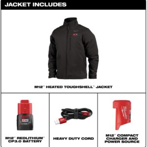 Milwaukee M12 Heated Jacket Large Black Cordless Lithium-Ion 3Ah Battery