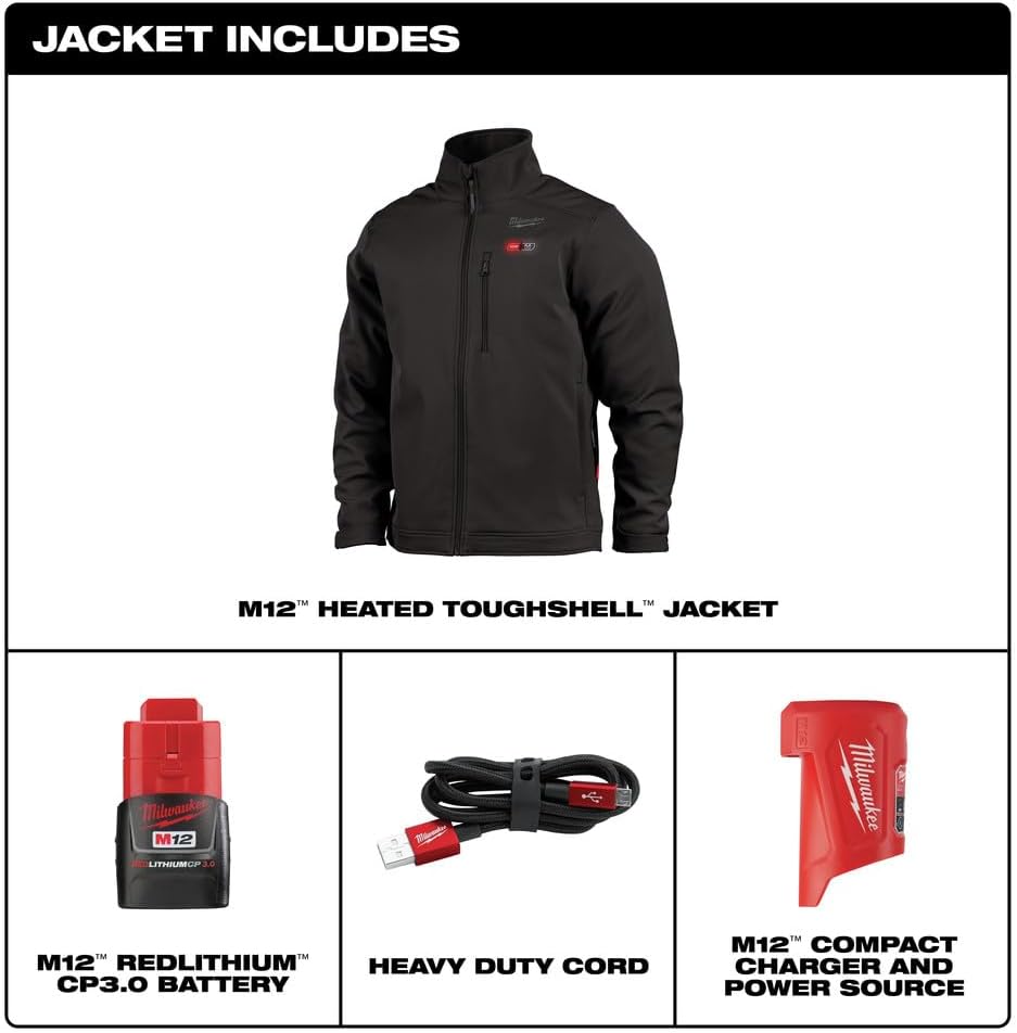 Milwaukee M12 Heated Jacket Large Black Cordless Lithium-Ion 3Ah Battery 2 Milwaukee M12 Heated Jacket Large Black Cordless Lithium-Ion 3Ah Battery - Image 2