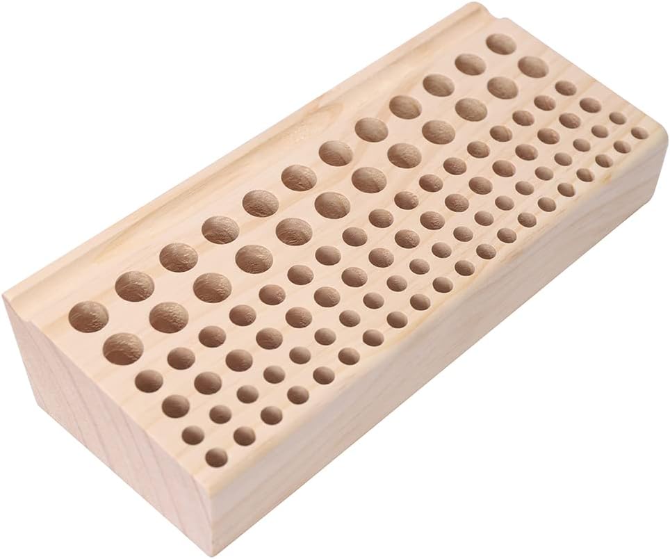 Leather Craft Tool Organizer 98 Holes Wood Stand Storage Rack Box 1 Jiabailie Leather Craft Tool Holder, Wooden Leather Tool Organizer, Professional Leathercraft Stand Rack with 98 Holes, Punch Tools Storage, Leather Working Making Tool Box, 10.55 x 4.52 in