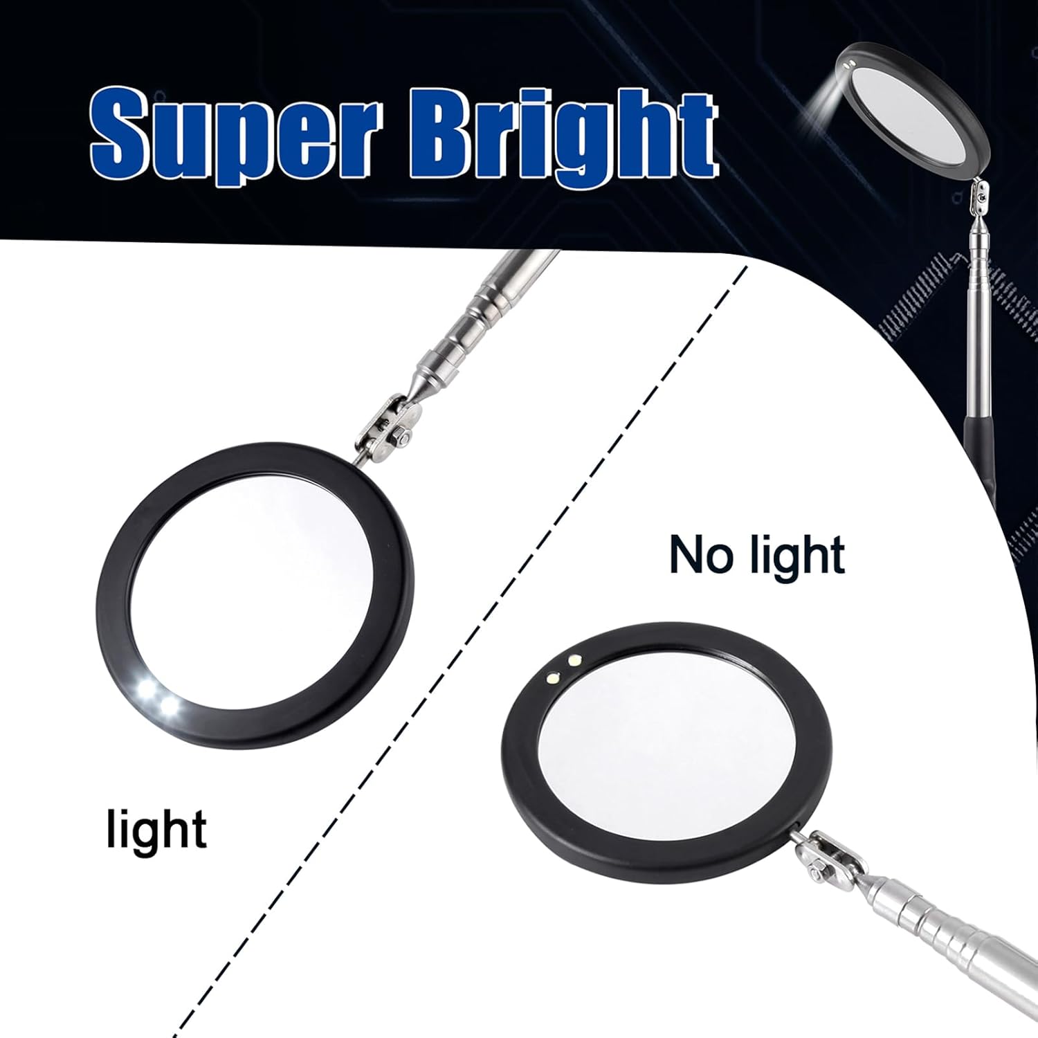 LED Telescoping Inspection Mirror 40" Extendable 360° Swivel Tool 4 LED Telescoping Inspection Mirror 40" Extendable 360° Swivel Tool - Image 4