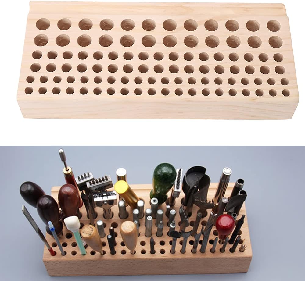 Leather Craft Tool Organizer 98 Holes Wood Stand Storage Rack Box 5 Leather Craft Tool Organizer 98 Holes Wood Stand Storage Rack Box - Image 5