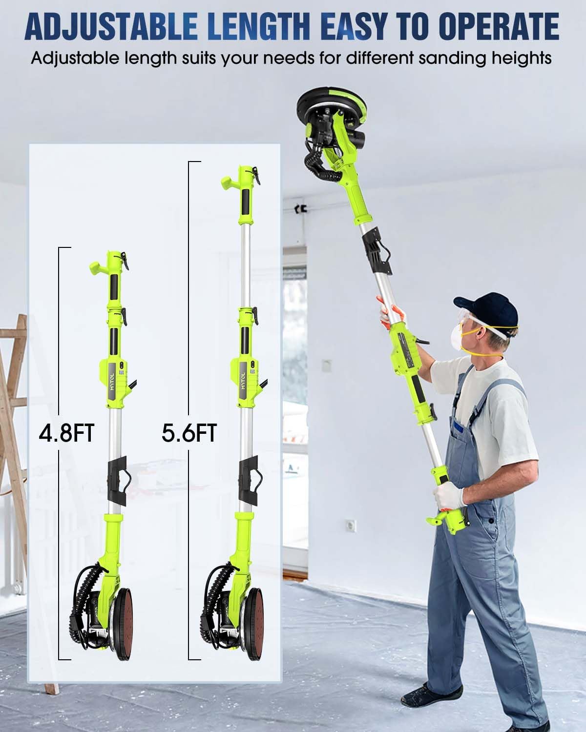 Drywall Sander 7.2A Electric with Vacuum LED Light 6 Speed 900-1800RPM 4 Drywall Sander 7.2A Electric with Vacuum LED Light 6 Speed 900-1800RPM - Image 4