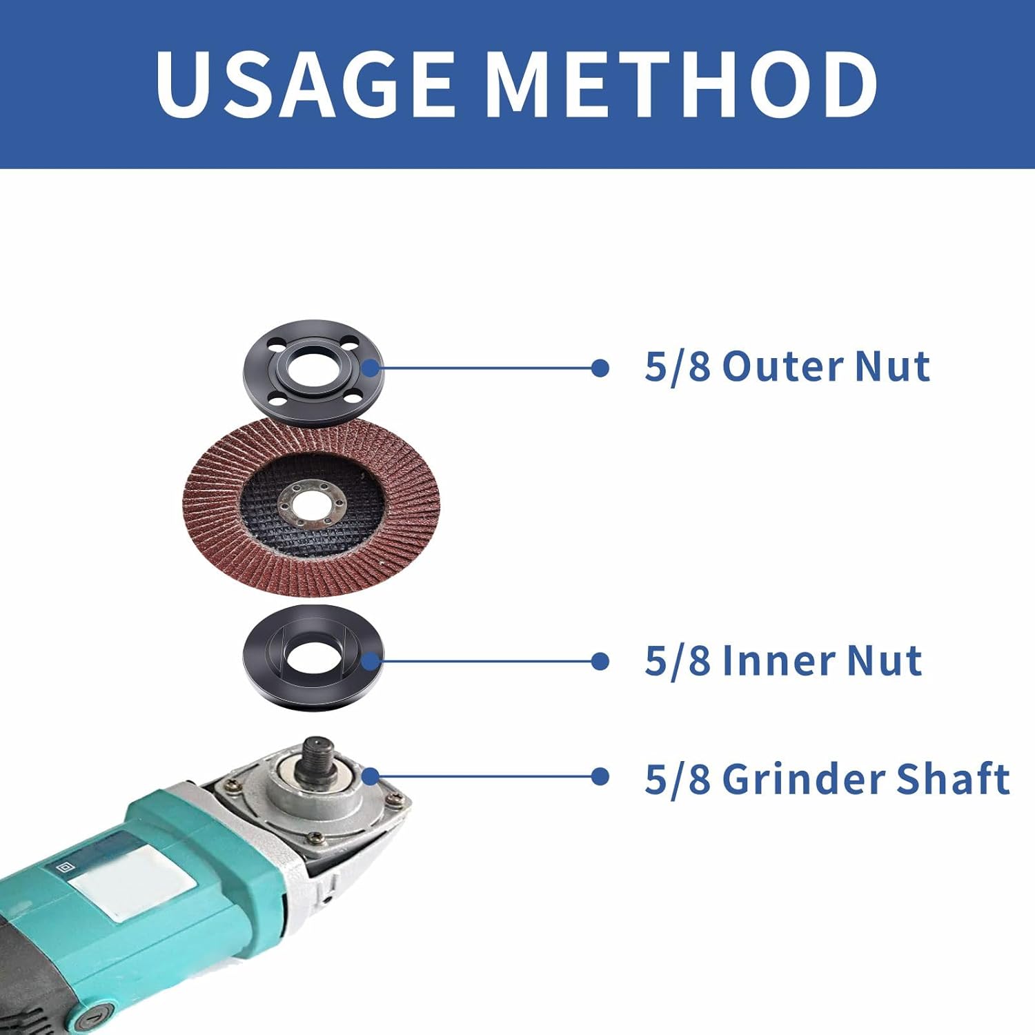 7PC Angle Grinder Wrench Nut Kit 5/8-11 for Dewalt Makita Bosch 5 7PC Angle Grinder Wrench Nut Kit 5/8-11 for Dewalt Makita Bosch - Image 5