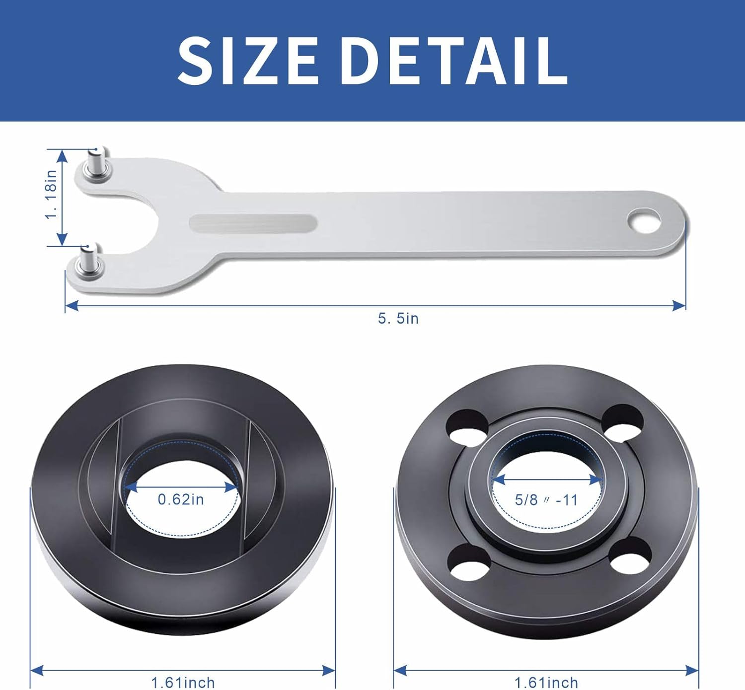 7PC Angle Grinder Wrench Nut Kit 5/8-11 for Dewalt Makita Bosch 2 7PC Angle Grinder Wrench Nut Kit 5/8-11 for Dewalt Makita Bosch - Image 2