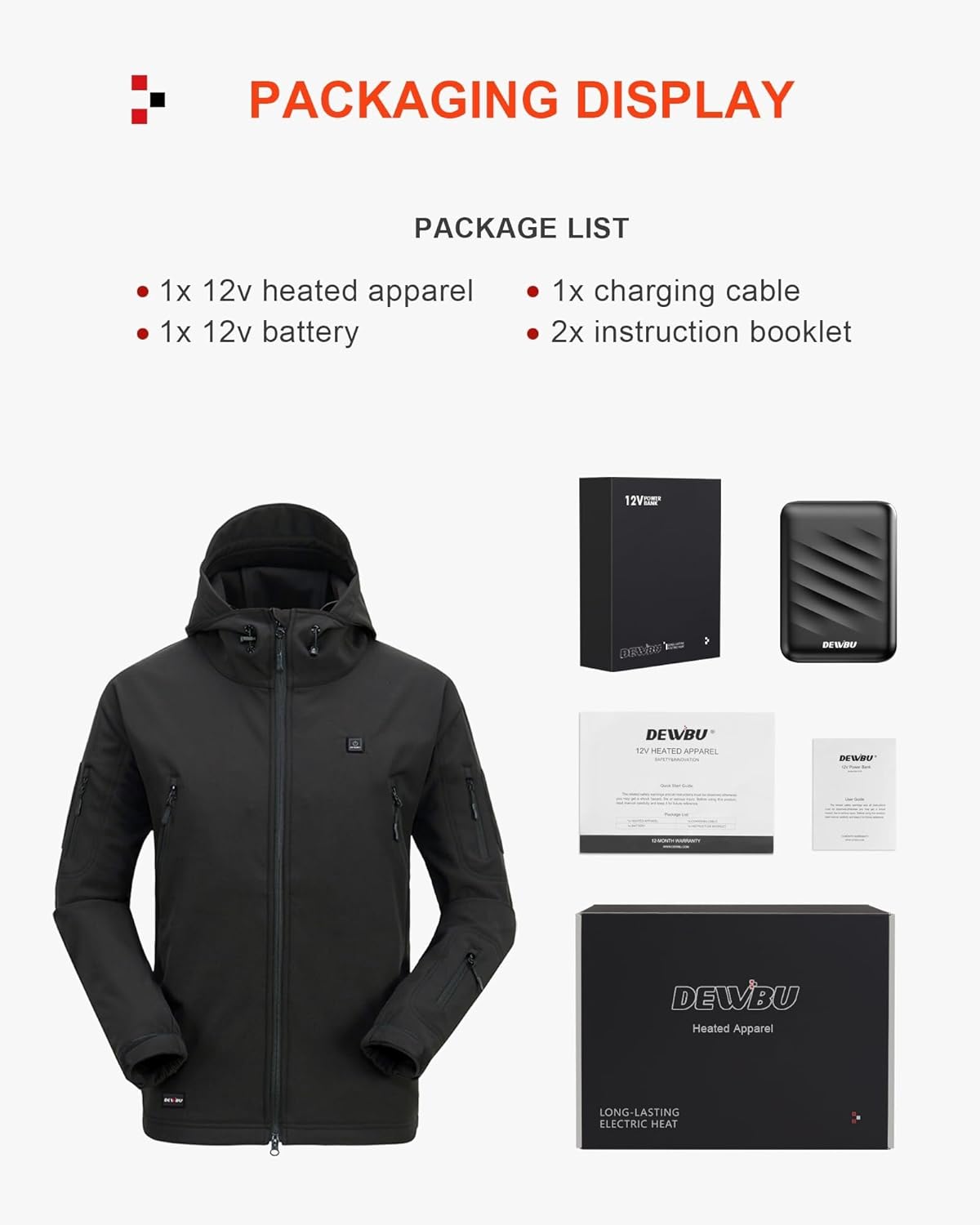 DEWBU Men's Heated Jacket 12V Battery Pack Winter Electric Coat 6 DEWBU Men's Heated Jacket 12V Battery Pack Winter Electric Coat - Image 6