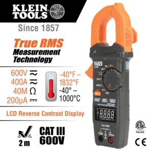 Klein Tools CL390 Digital Clamp Meter 400A TRMS NCVT Tester