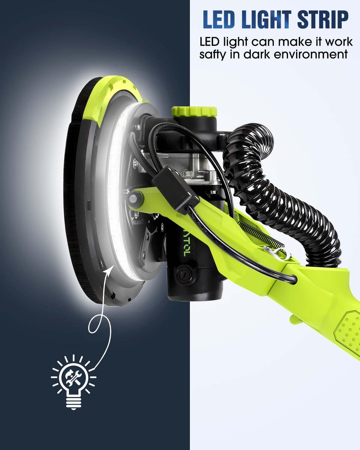 Drywall Sander 7.2A Electric with Vacuum LED Light 6 Speed 900-1800RPM 7 Drywall Sander 7.2A Electric with Vacuum LED Light 6 Speed 900-1800RPM - Image 7