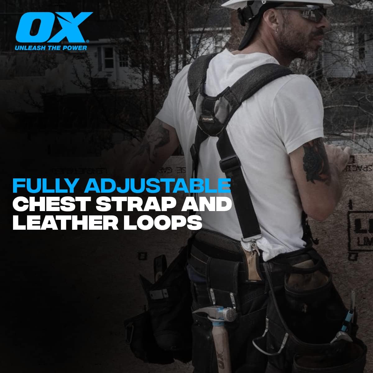OX Tools Oil Tanned Leather Carpenter Tool Belt with Suspenders 4 OX Tools Oil Tanned Leather Carpenter Tool Belt with Suspenders - Image 4