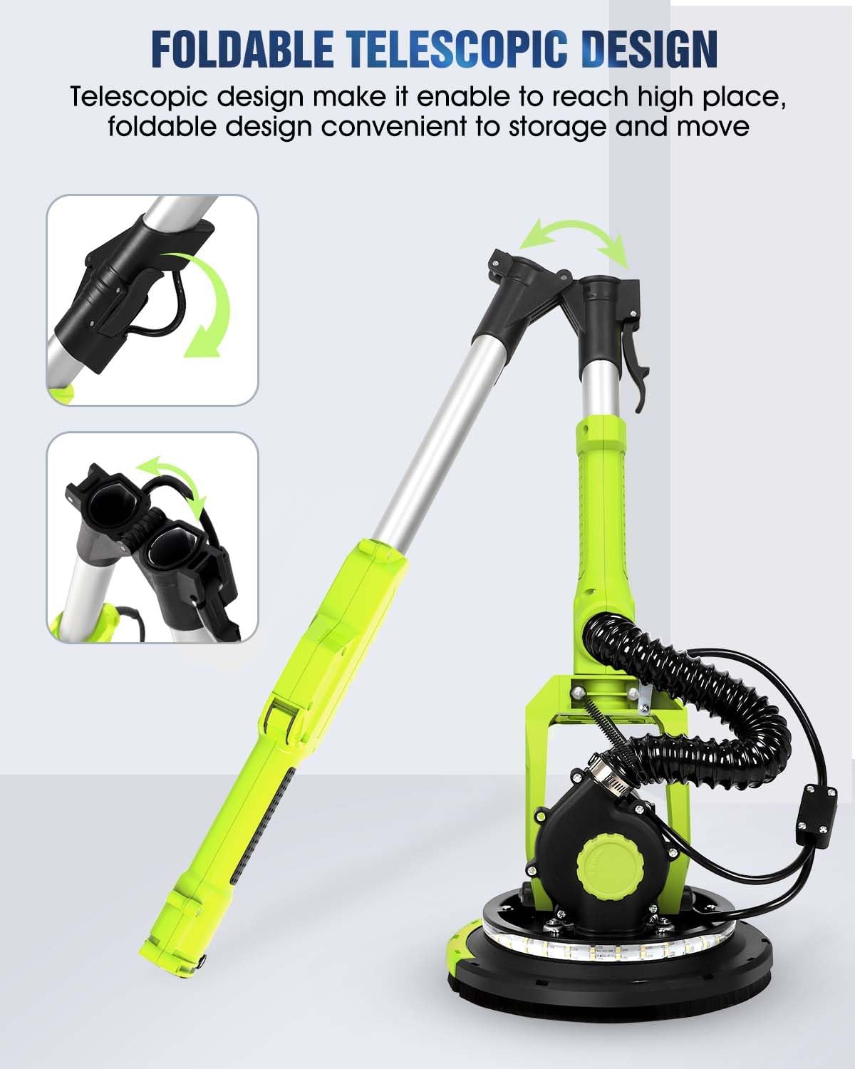 Drywall Sander 7.2A Electric with Vacuum LED Light 6 Speed 900-1800RPM 3 Drywall Sander 7.2A Electric with Vacuum LED Light 6 Speed 900-1800RPM - Image 3