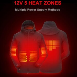 DEWBU Men’s Heated Jacket 12V Battery Pack Winter Electric Coat