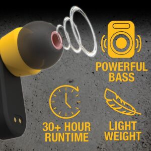 DEWALT Bluetooth Earbuds 30Hr Battery Wireless Jobsite Headphones