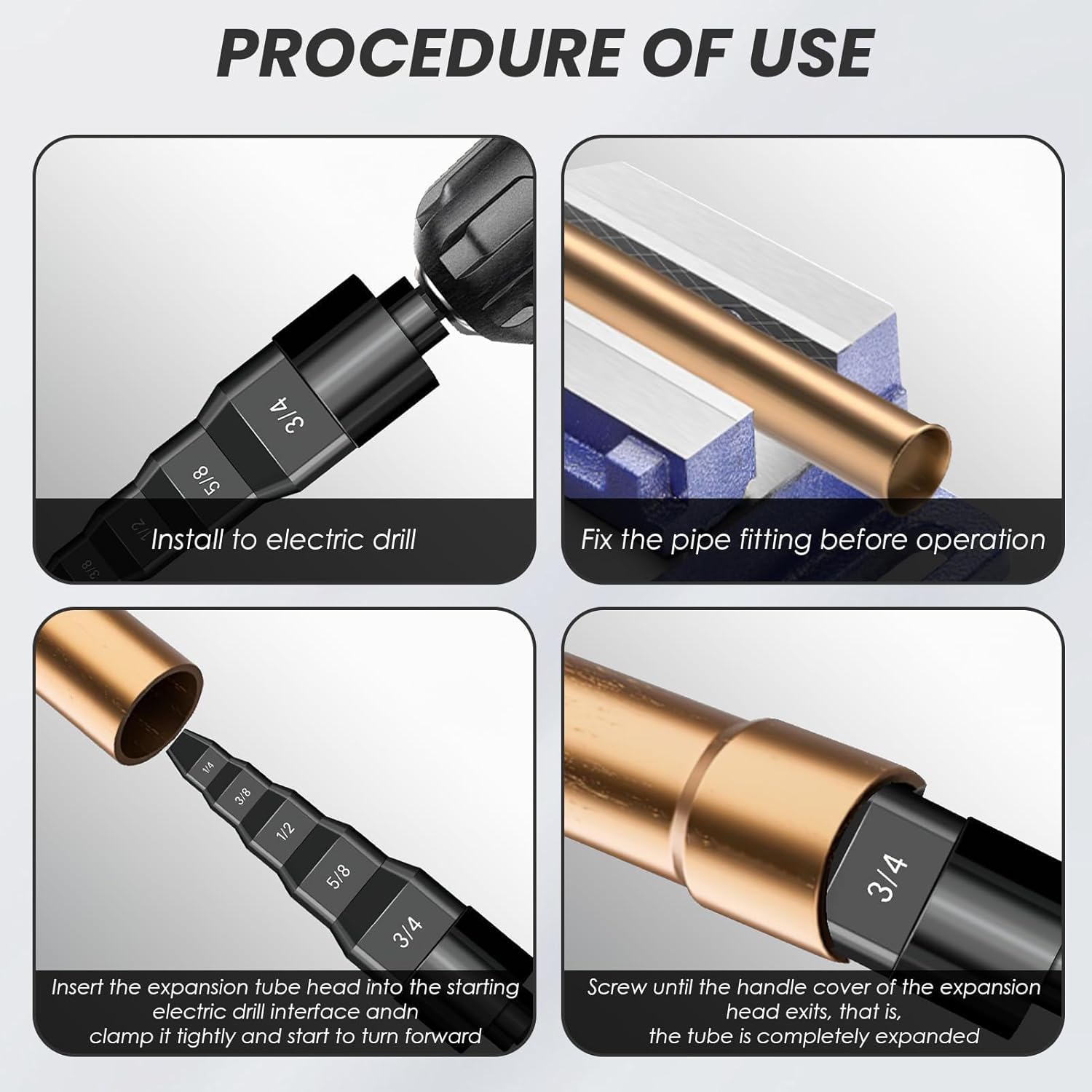 2 HVAC Flaring Tools 5-in-1 Copper Pipe Expander Kit 1/4-3/4" 4 2 HVAC Flaring Tools 5-in-1 Copper Pipe Expander Kit 1/4-3/4" - Image 4