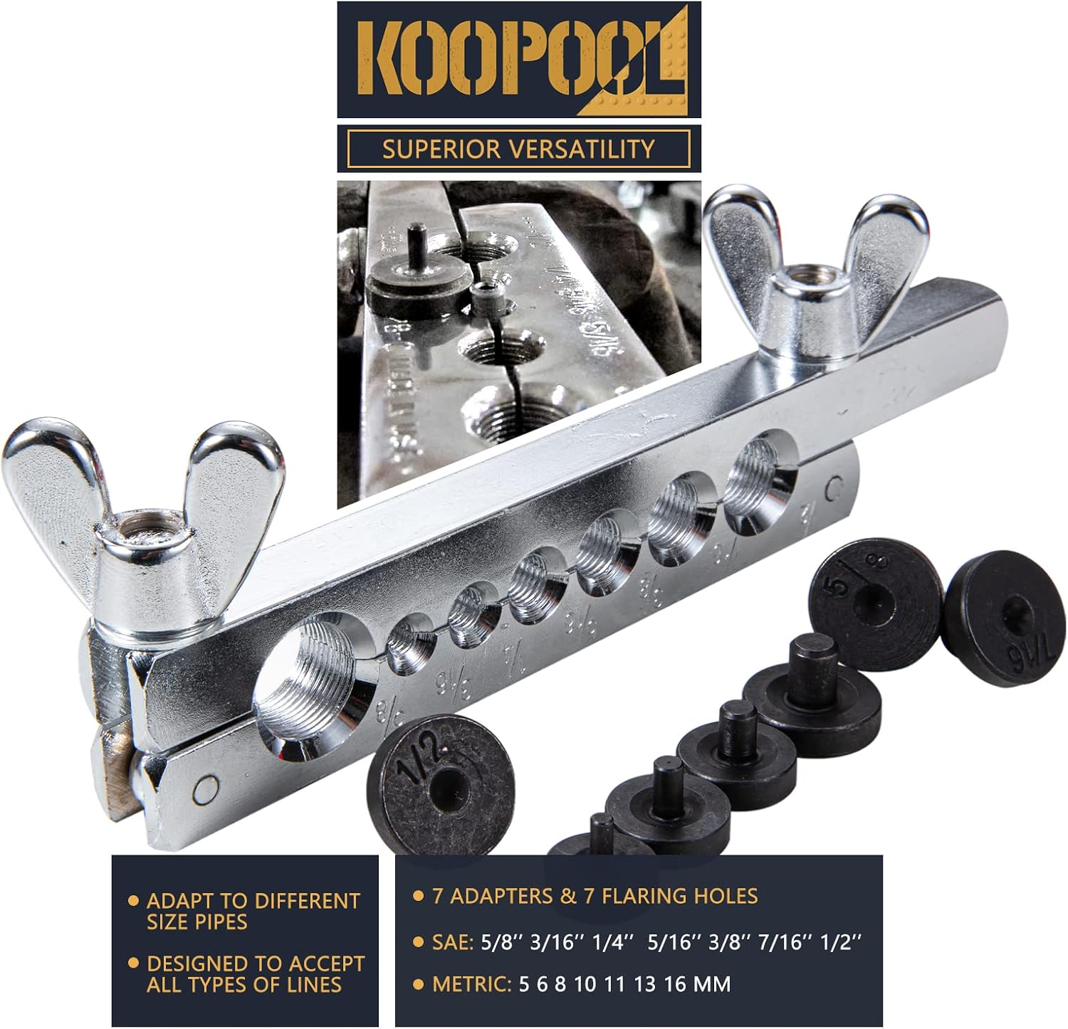 Double Flaring Tool Kit with Tube Cutter for Brake Lines HVAC Pipes 4 Double Flaring Tool Kit with Tube Cutter for Brake Lines HVAC Pipes - Image 4