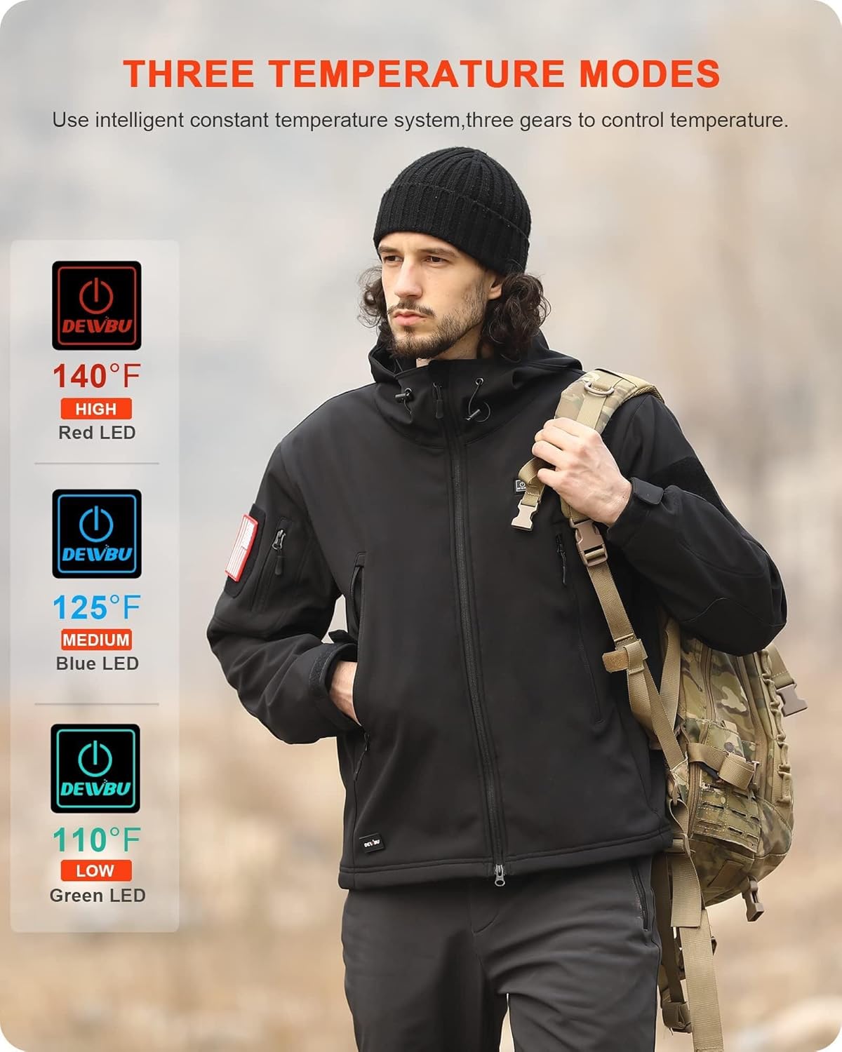 DEWBU Men's Heated Jacket 12V Battery Pack Winter Electric Coat 4 DEWBU Men's Heated Jacket 12V Battery Pack Winter Electric Coat - Image 4