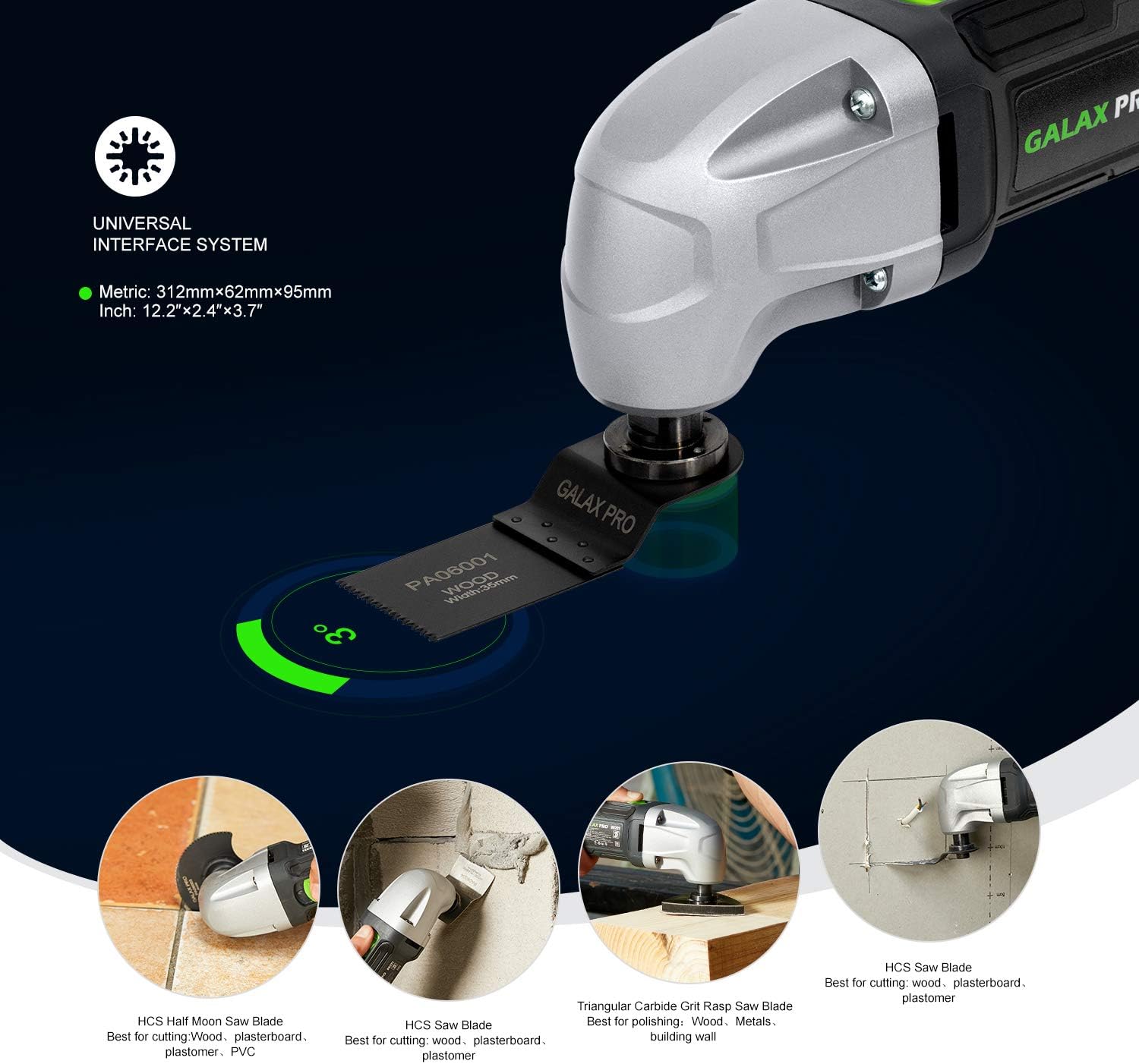 GALAX PRO Oscillating Multi Tool 22000 OPM with Blades & Sanding Kit 3 GALAX PRO Oscillating Multi Tool 22000 OPM with Blades & Sanding Kit - Image 3