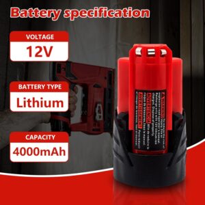 Milwaukee 12V 4.0Ah Lithium Battery 2-Pack M12 Replacement 48-11-2440
