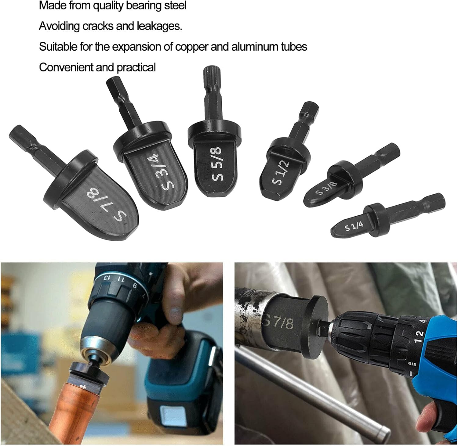 Swaging Tool Set 6PC Tube Expander Bits HVAC Copper Pipe Hex 3 Swaging Tool Set 6PC Tube Expander Bits HVAC Copper Pipe Hex - Image 3