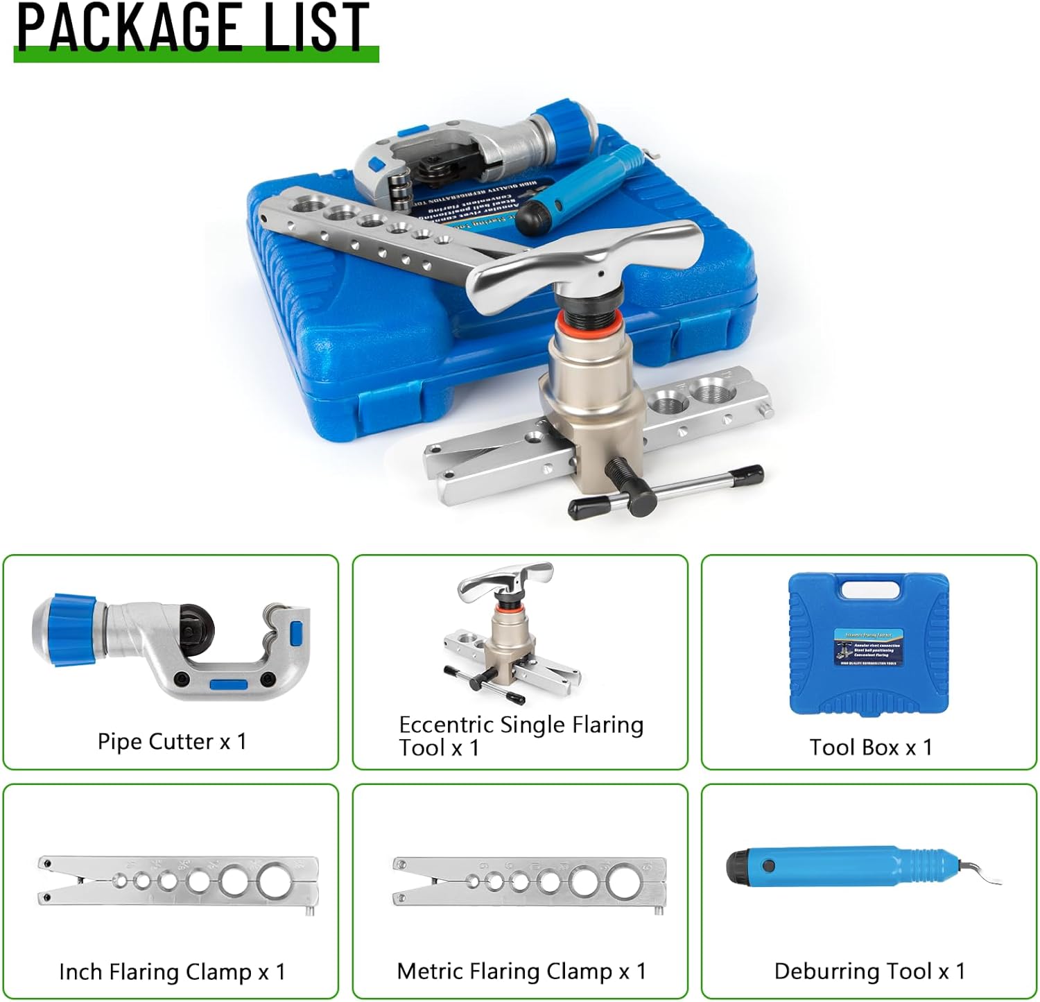 HVAC Flaring Tool Kit 5-in-1 with Pipe Cutter for Copper Brass 2 HVAC Flaring Tool Kit 5-in-1 with Pipe Cutter for Copper Brass - Image 2