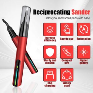 USB Rechargeable Electric Sanding Pen with 8 Heads Mini Sander