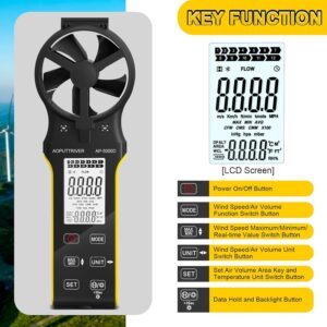 Rechargeable HVAC Anemometer CFM Air Flow Meter Touch Screen
0-999900 ft3/min Temp Backlight Data Hold for Vents Sailing