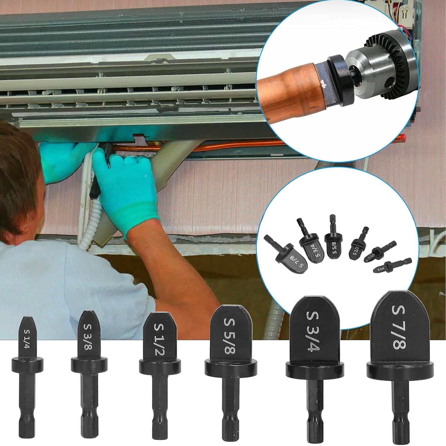 Swaging Tool Set 6PC Tube Expander Bits HVAC Copper Pipe Hex 6 Swaging Tool Set 6PC Tube Expander Bits HVAC Copper Pipe Hex - Image 6