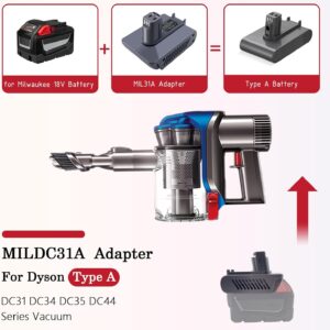 Milwaukee to Dyson DC31-DC45 Battery Adapter Type A Vacuum Cleaner