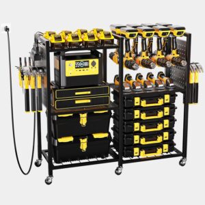 6-Tier Rolling Tool Cart with Power Strip and Storage Hooks