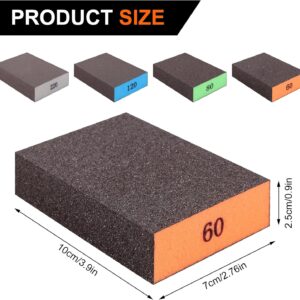 Romeda 8-Pack Sanding Sponge Set 4 Grits Reusable Wood Metal