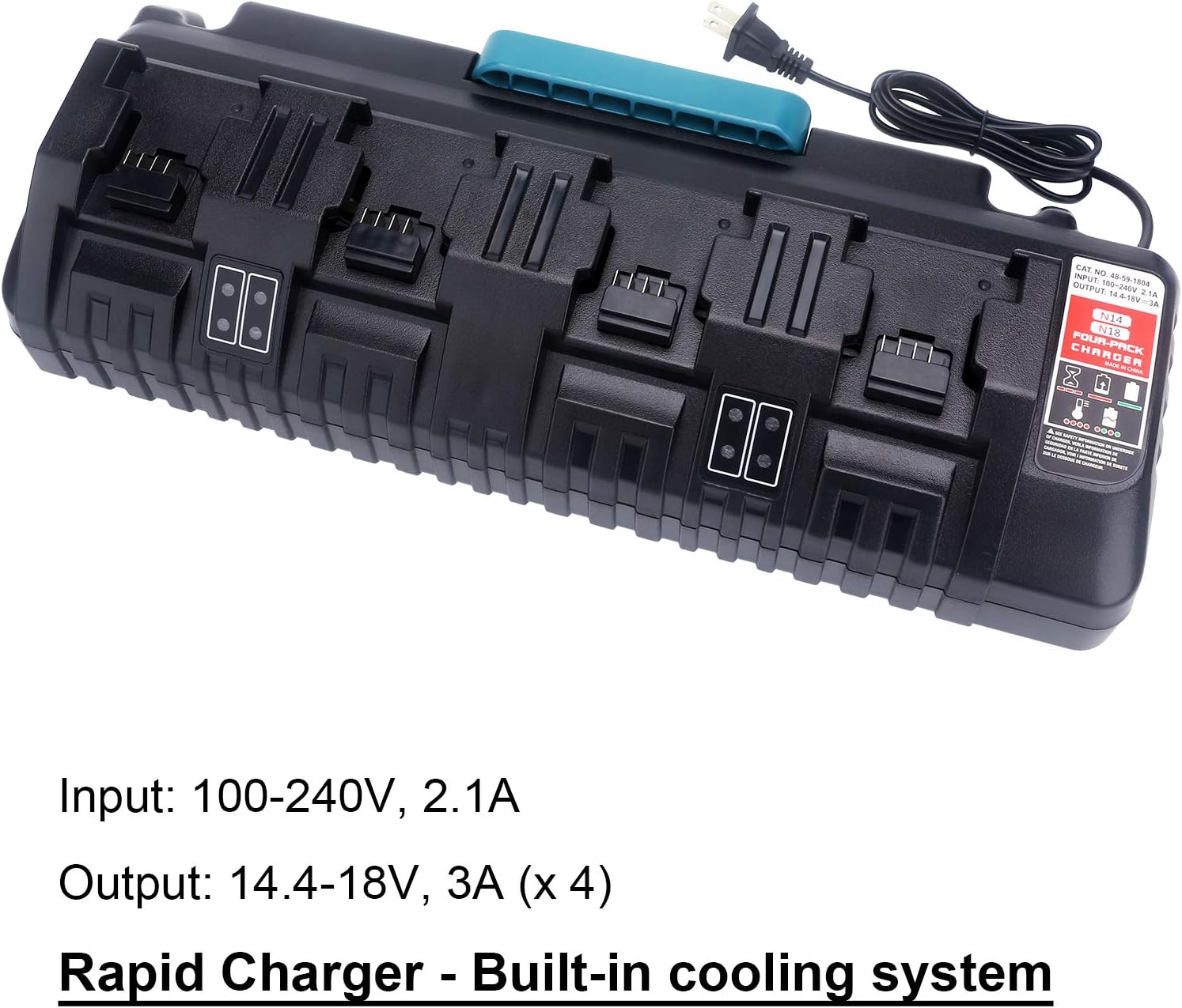 Biswaye M18 4-Port Fast Charger for Milwaukee 18V Lithium Batteries 2 Biswaye M18 4-Port Fast Charger for Milwaukee 18V Lithium Batteries - Image 2