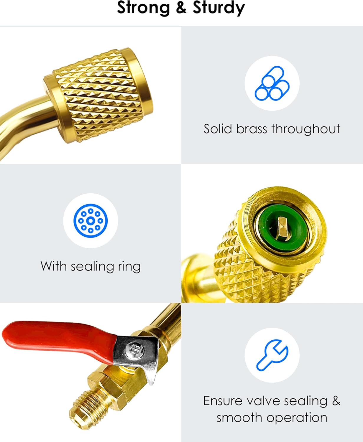 3PC AC Charging Hoses Ball Valve Set R134A R410A R22 1/4" SAE HVAC 4 3PC AC Charging Hoses Ball Valve Set R134A R410A R22 1/4" SAE HVAC - Image 4
