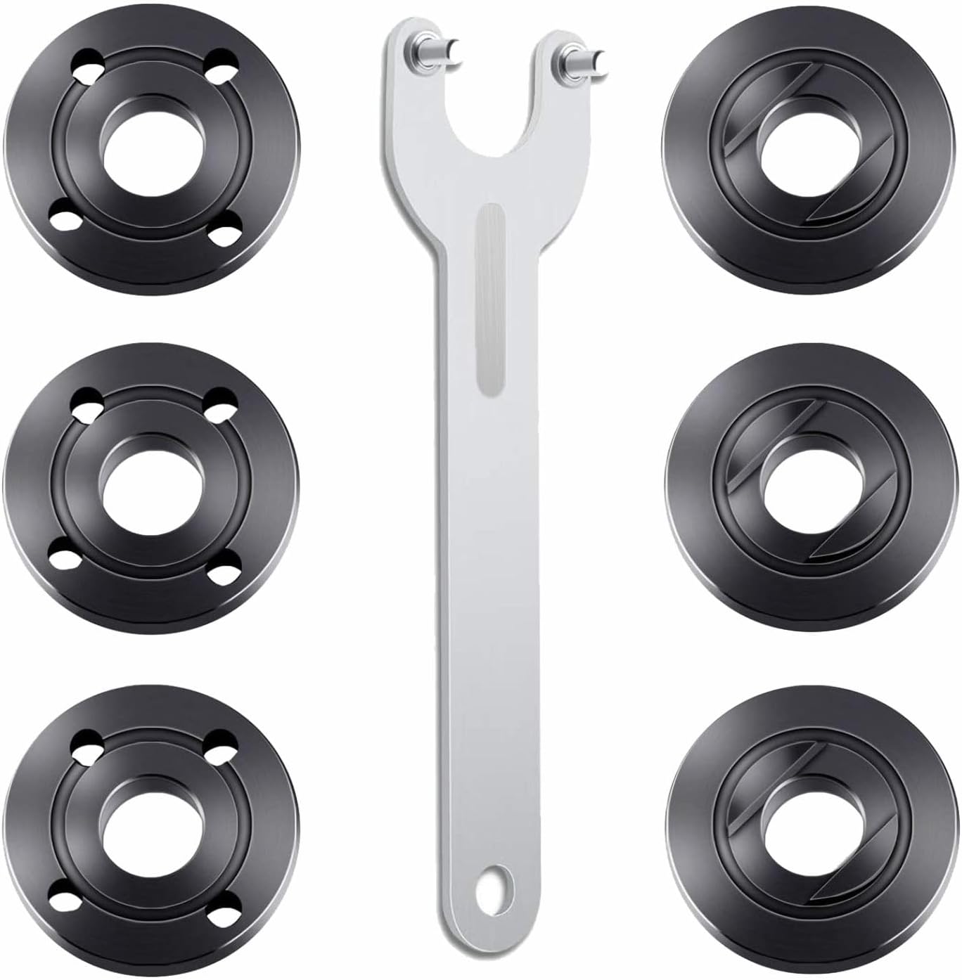 7PC Angle Grinder Wrench Nut Kit 5/8-11 for Dewalt Makita Bosch 1 7PCS Angle Grinder Nut Angle Grinder Wrench Kit 5/8-11 Flange Metal Lock Nut for Compatible with Dewalt Milwaukee Makita193465-4 Metabo Bosch Ryobi Black Decker 4.5" 5" Grinder Parts