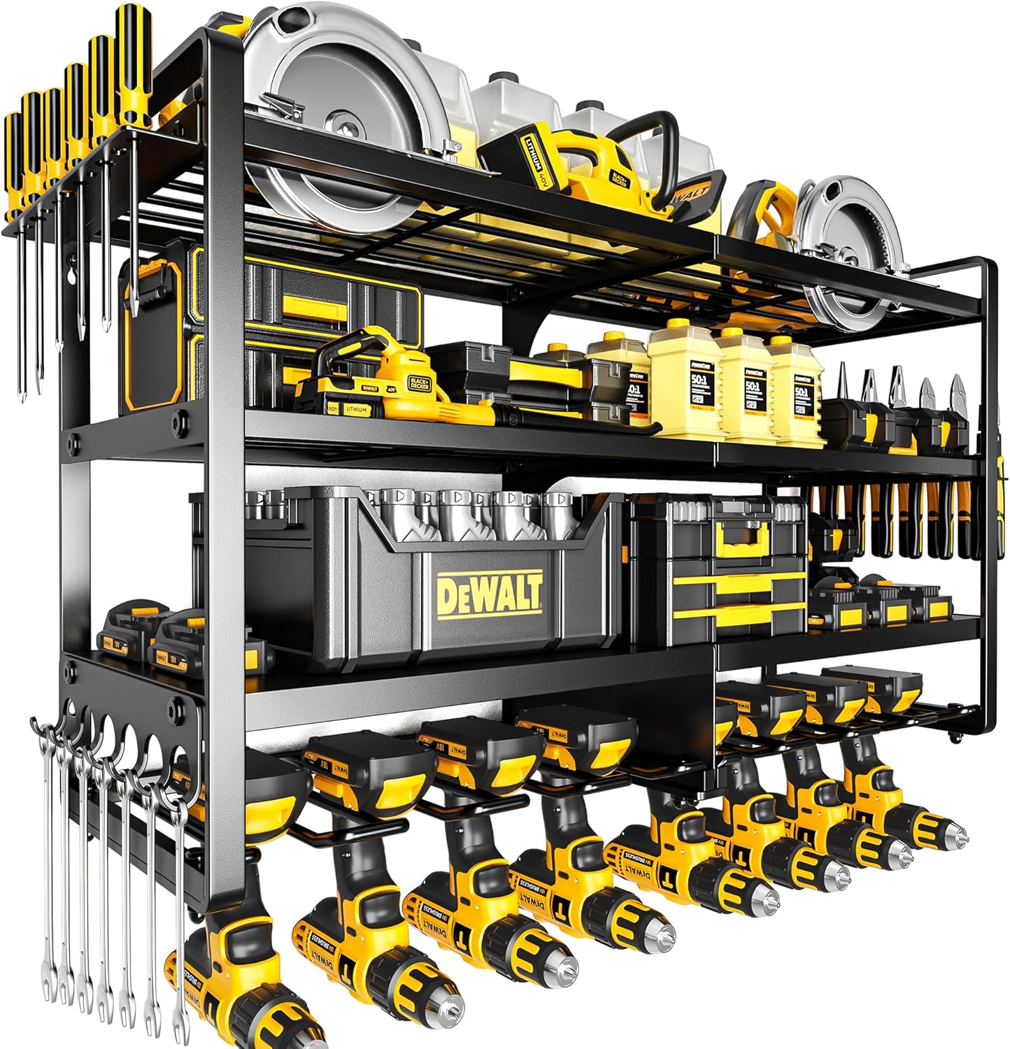 Heavy Duty 4-Tier Tool Rack Wall Mount 400lb Metal Organizer 1 Heavy Duty 4-Tier Tool Rack Wall Mount 400lb Metal Organizer