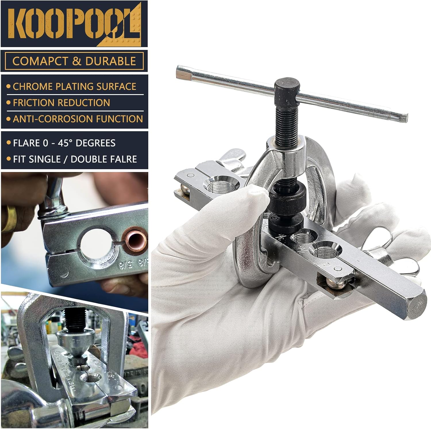 Double Flaring Tool Kit with Tube Cutter for Brake Lines HVAC Pipes 5 Double Flaring Tool Kit with Tube Cutter for Brake Lines HVAC Pipes - Image 5