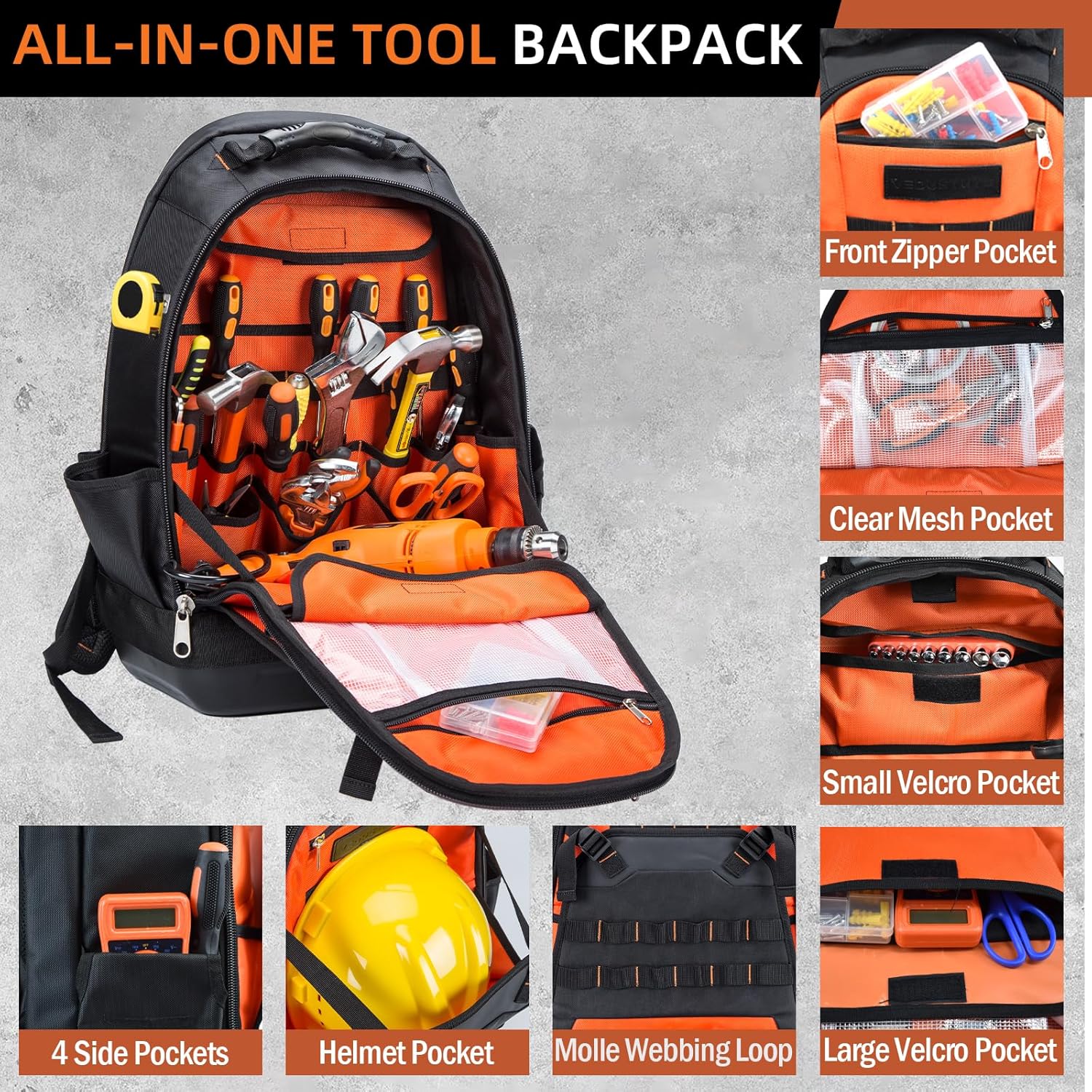 Heavy Duty Tool Backpack for Electrician HVAC Construction Men 2 Heavy Duty Tool Backpack for Electrician HVAC Construction Men - Image 2