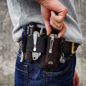 ST1 Leather Multitool Sheath EDC Belt Organizer for Men Gift