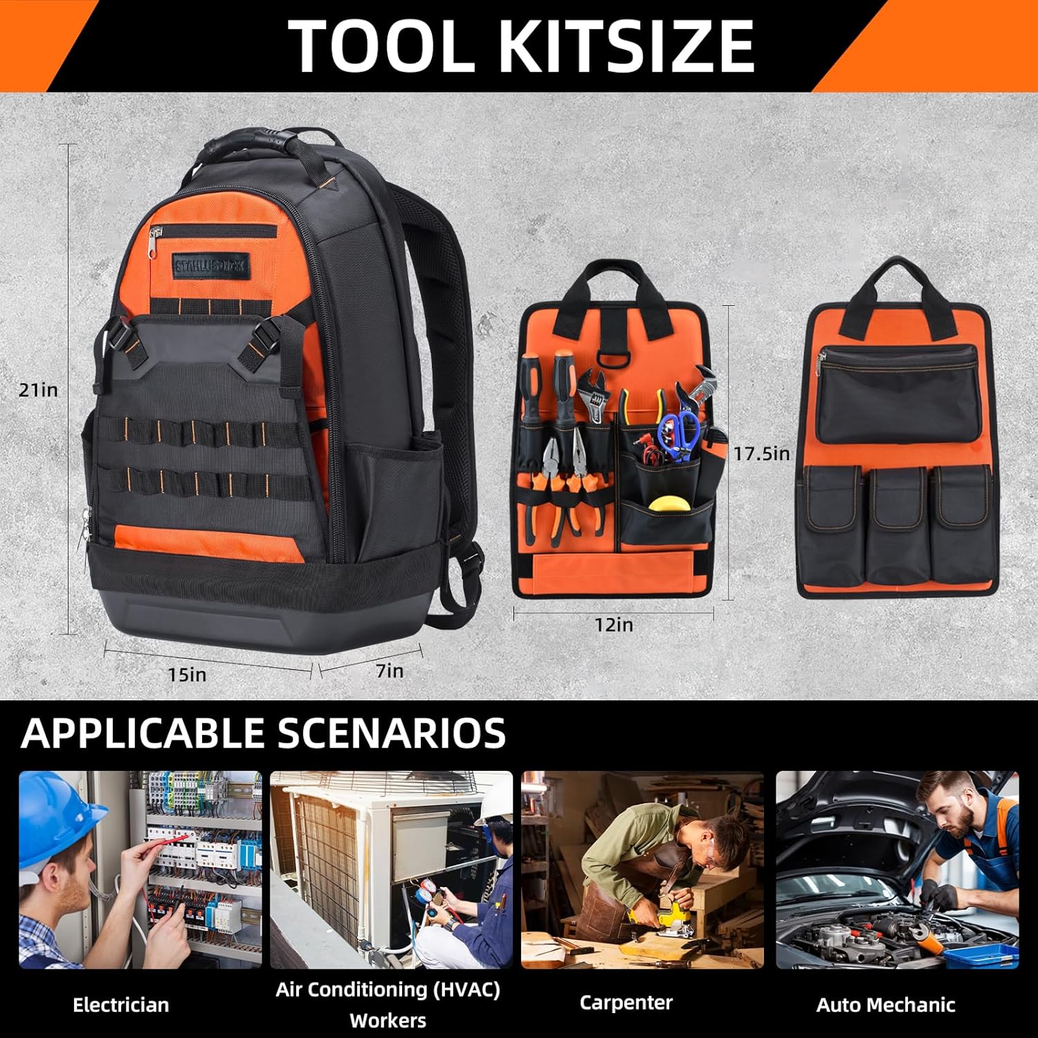 Heavy Duty Tool Backpack for Electrician HVAC Construction Men 5 Heavy Duty Tool Backpack for Electrician HVAC Construction Men - Image 5