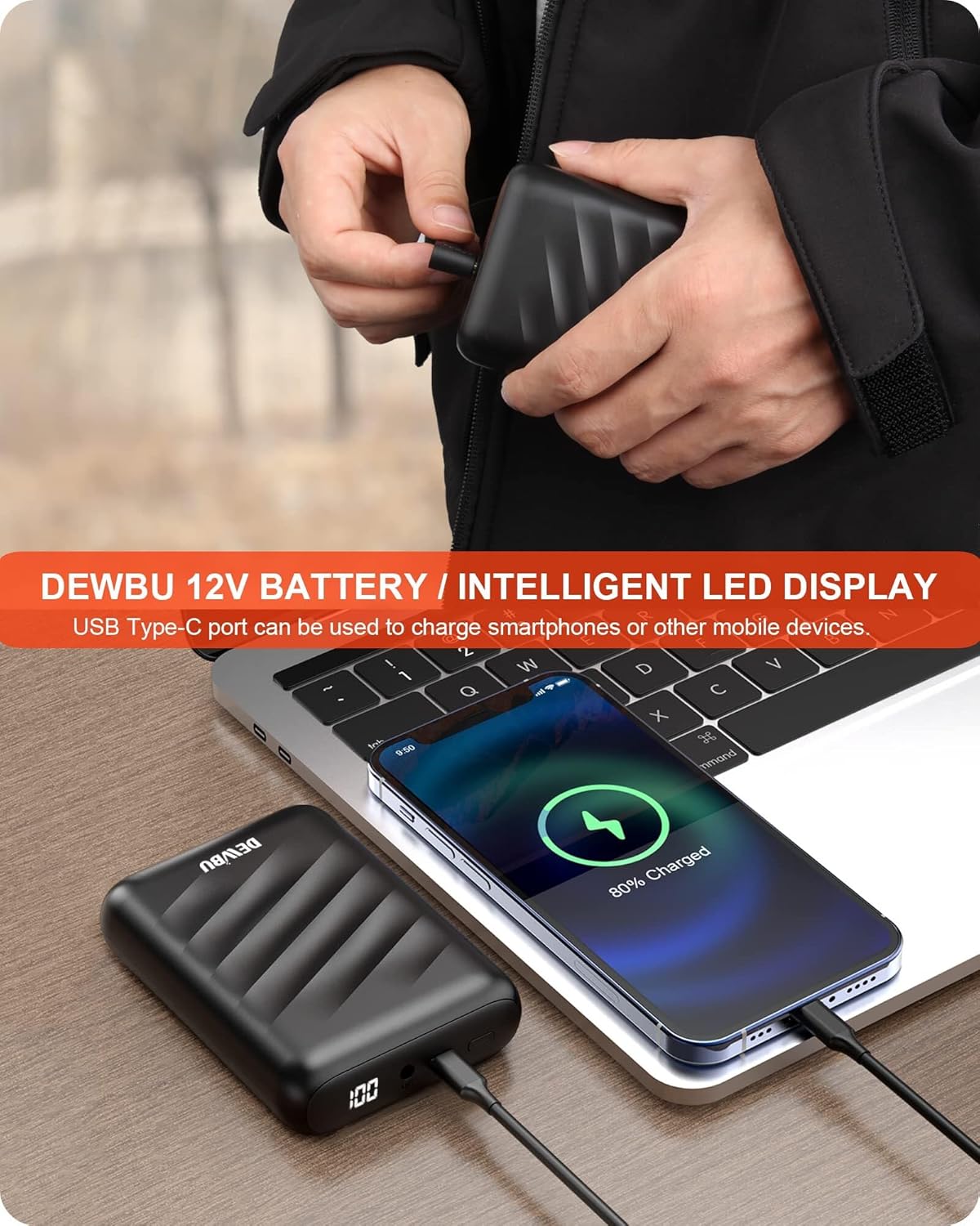 DEWBU Men's Heated Jacket 12V Battery Pack Winter Electric Coat 5 DEWBU Men's Heated Jacket 12V Battery Pack Winter Electric Coat - Image 5