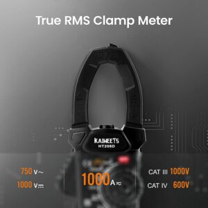 KAIWEETS 1000A True RMS Clamp Meter AC/DC Voltage Temperature Tester