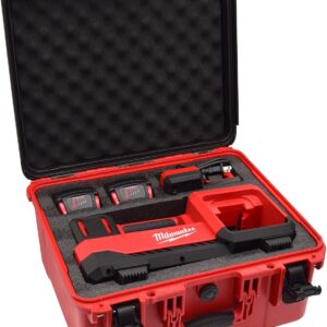 Air Compressor Hard Storage Case for Milwaukee M18 Inflator 2848-20 - Waterproof, Dustproof, Shockproof Air Pump Storage Carrying Bag for Milwaukee Tools, Battery & Charger - Black & Red (Case Only)