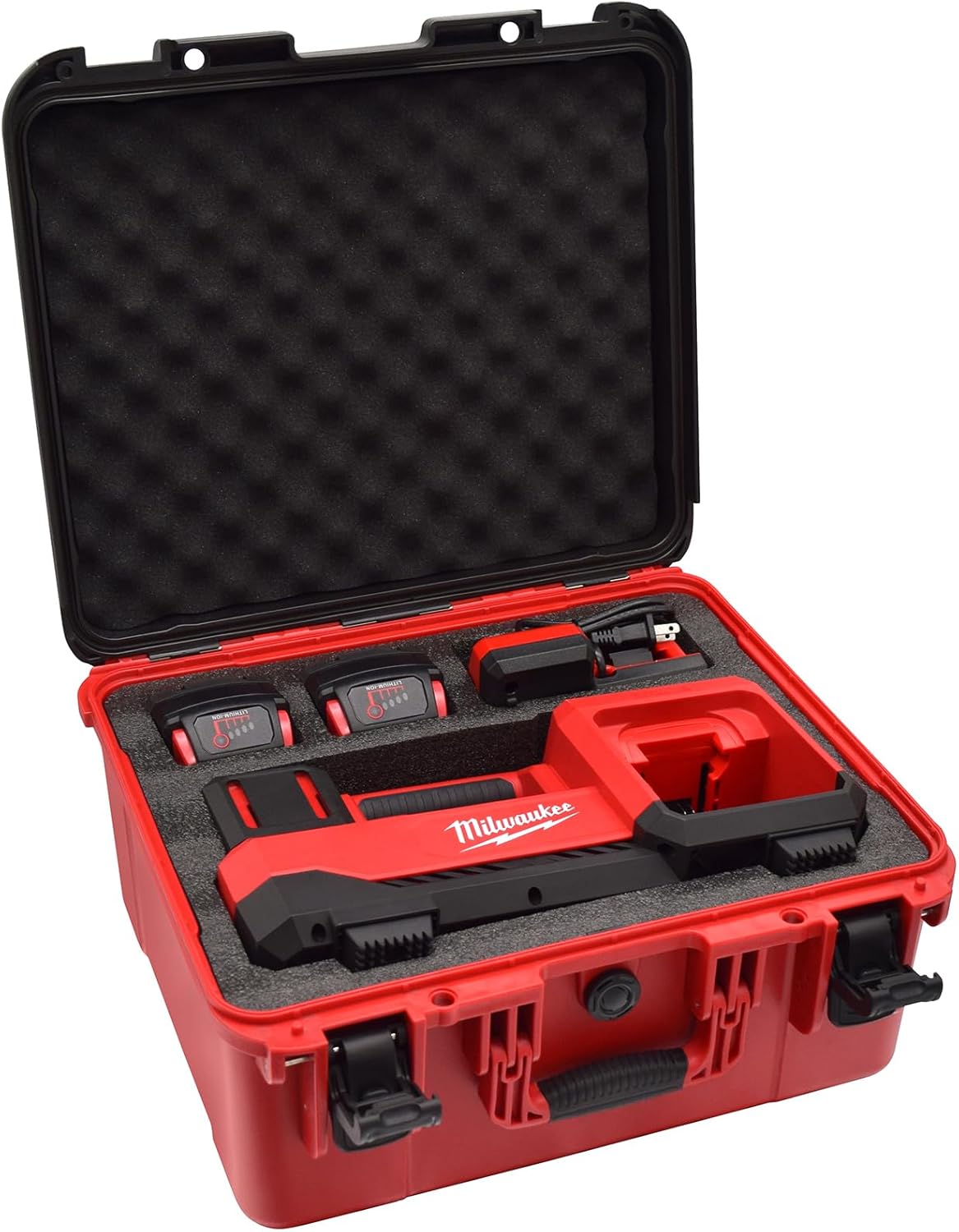 Milwaukee M18 Inflator Case 2848-20 Waterproof Hard Storage Bag 1 Air Compressor Hard Storage Case for Milwaukee M18 Inflator 2848-20 - Waterproof, Dustproof, Shockproof Air Pump Storage Carrying Bag for Milwaukee Tools, Battery & Charger - Black & Red (Case Only)