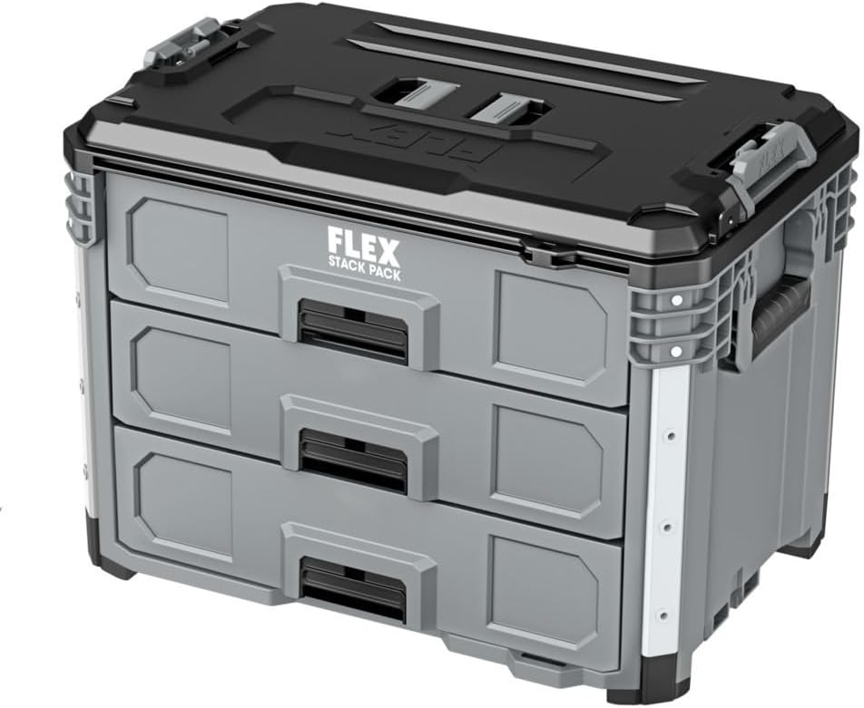 FLEX 3-Drawer Modular Tool Box Storage System Grey Black FS1105 1 FLEX STACK PACK Storage System 3-Drawer Tool Box - FS1105, Grey/Black